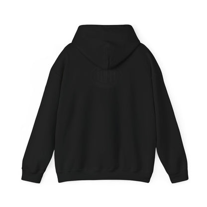 (Black Hoodie - Back): Back of the BAD-UY FITS "Ay, Nanko" black hoodie with a plain design, no graphic elements.